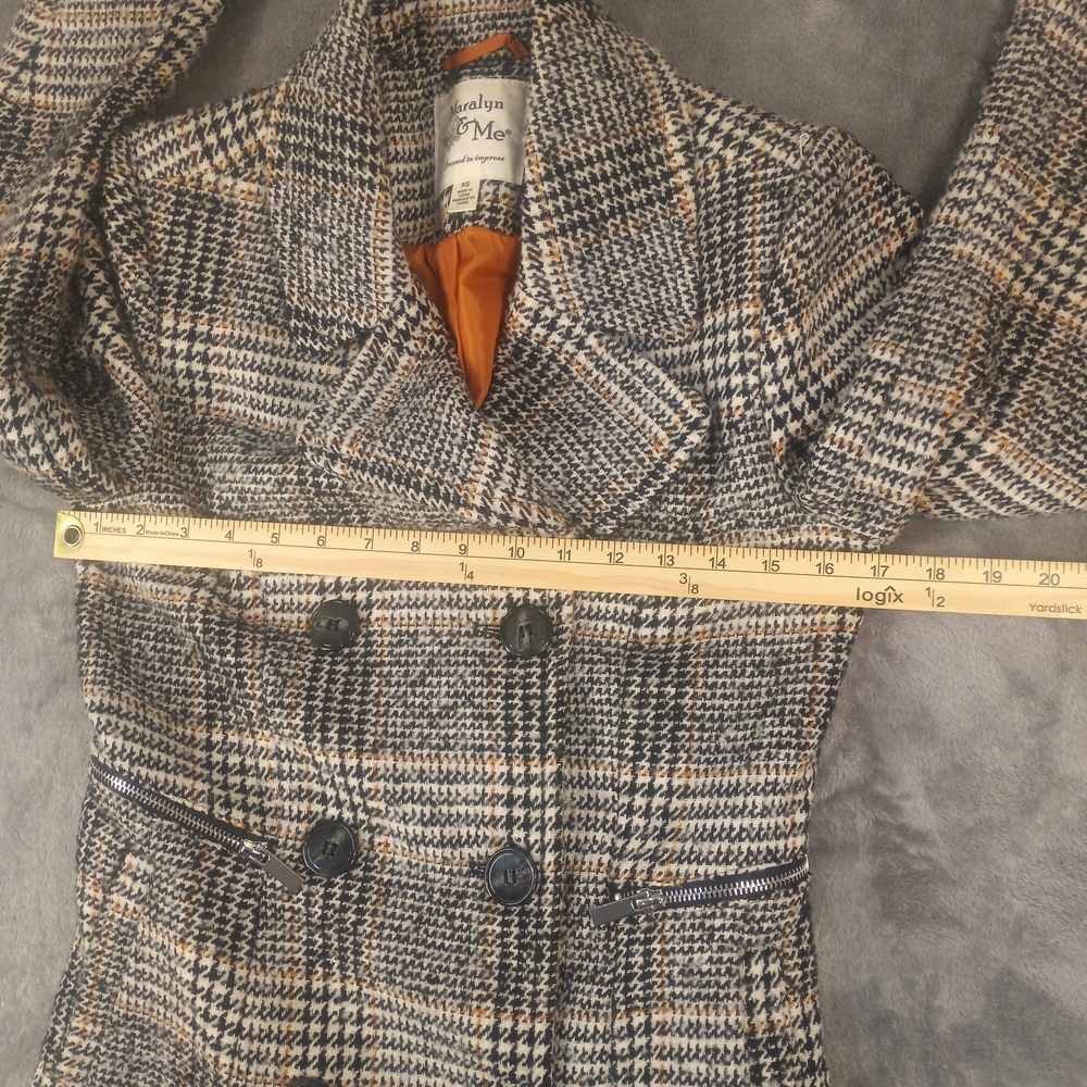 Maralyn & Me Double Breasted Jacket Pea Coat Size XS  Brand Retro Plaid Academia - Picture 13 of 16